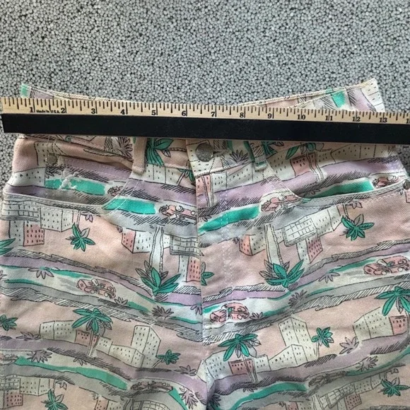 Braxton Jeans Women 11 Pink Tropical Palm Tree Print Beach Retro Stretch - Picture 12 of 13